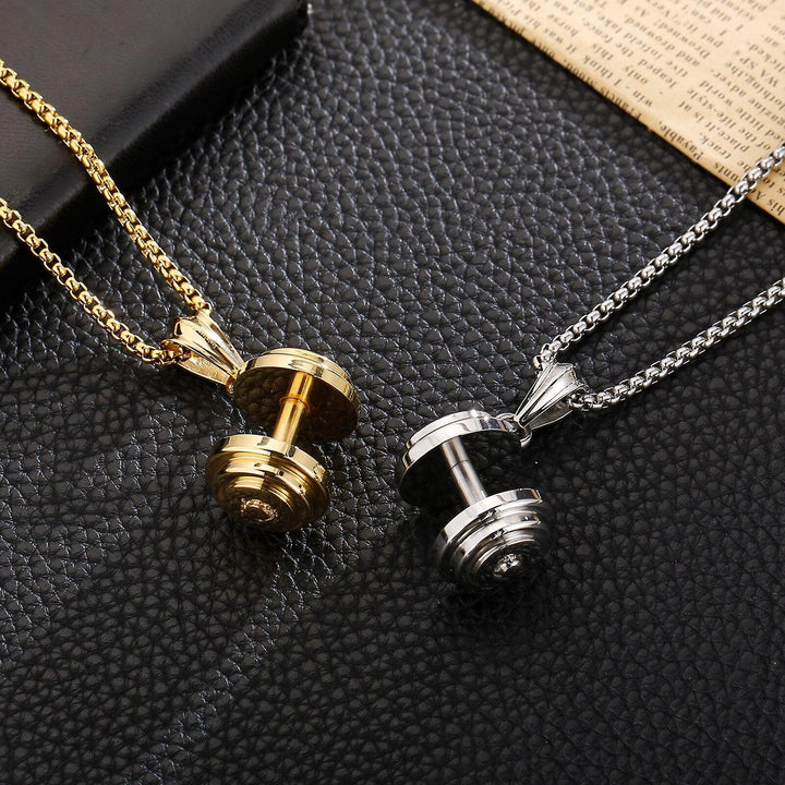 Kalen Fashion Barbell  Pendant Gold Steel Color Necklace Men's Trendy Jewelry On The Neck.