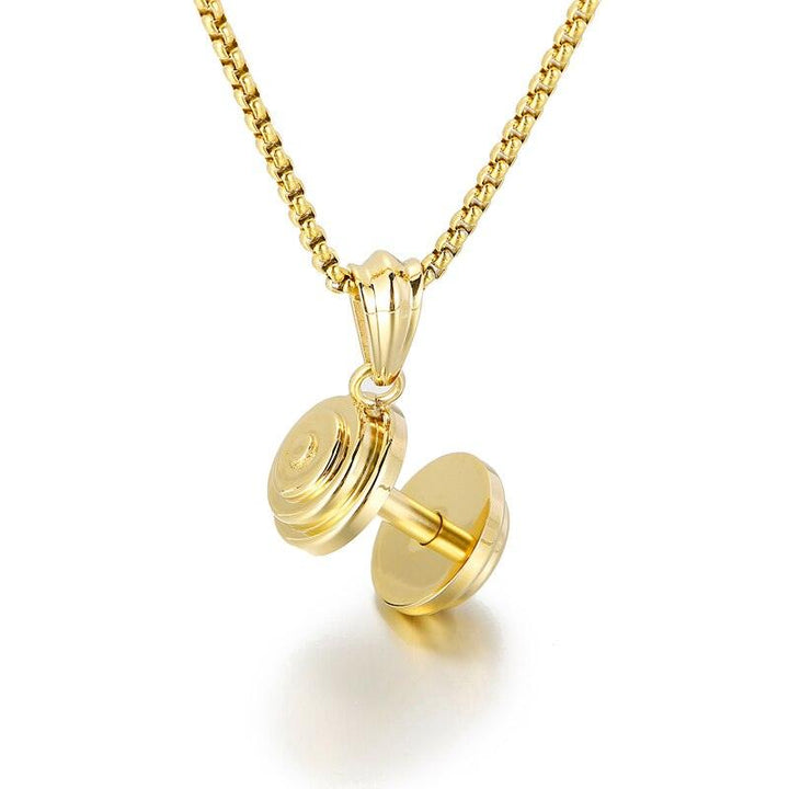 Kalen Fashion Barbell  Pendant Gold Steel Color Necklace Men's Trendy Jewelry On The Neck.