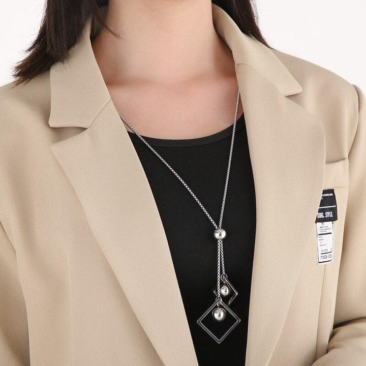 KALEN Geometric Shapes Pendant Necklace Beads Gold Stainless Steel Long Necklaces Women Fashion Jewelry Gifts.