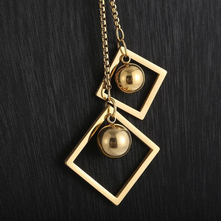 KALEN Geometric Shapes Pendant Necklace Beads Gold Stainless Steel Long Necklaces Women Fashion Jewelry Gifts.