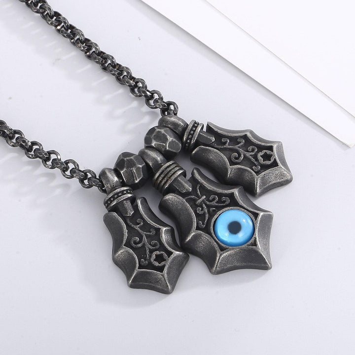 KALEN New Punk Style Blue Eyes Stainless Steel Men's Pendant Titanium Steel Vintage Devil's Eye Necklace Male Tide Cool Jewelry.