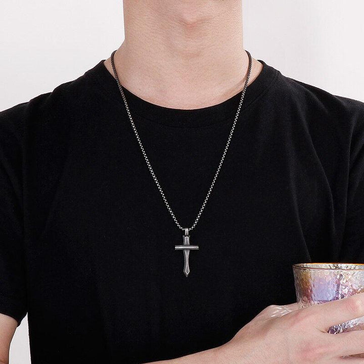 KALEN Magic Cross Pendant Necklace Men Stainless Steel Amulet Prayer Jewelry.