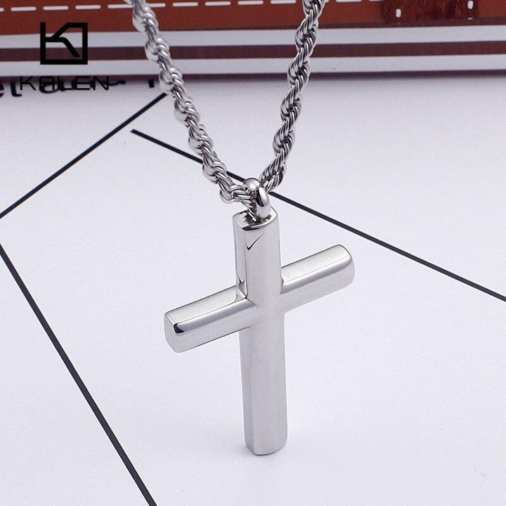 Kalen Fashion Cross Necklaces For Men High Polished 50cm Stainless Steel Cross Jewelry Necklace Male Cheap Jewelry.