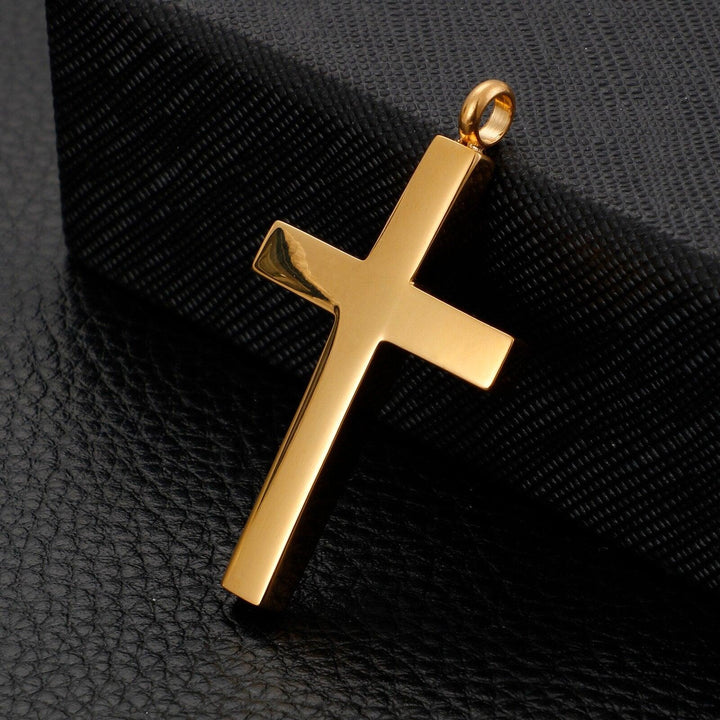 Kalen New Fashion Cross Chain For Men High Polished 50cm Stainless Steel Gold Color Cross Jewelry Necklace Male Cheap Jewelry.