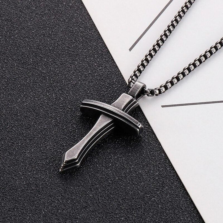 KALEN Magic Cross Pendant Necklace Men Stainless Steel Amulet Prayer Jewelry.