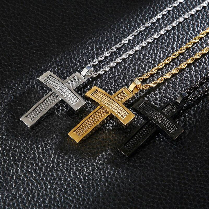 KALEN Fashion Cross Pendant Necklace For Men Prayer Stainless Steel Dubai Crux Chain Choker Christ Jewellry.