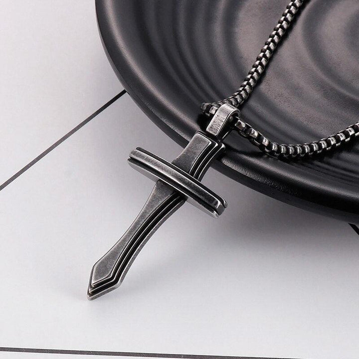 KALEN Magic Cross Pendant Necklace Men Stainless Steel Amulet Prayer Jewelry.