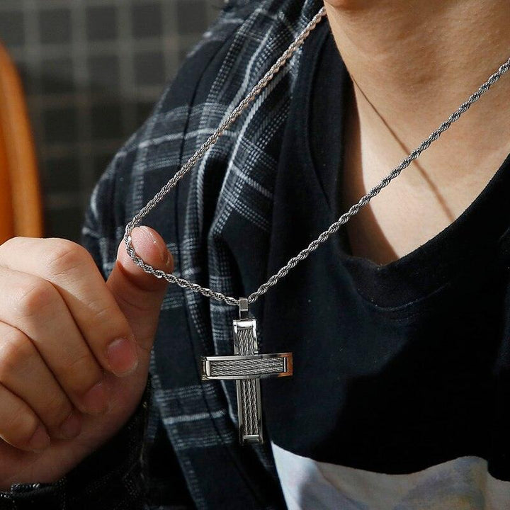 KALEN Fashion Cross Pendant Necklace For Men Prayer Stainless Steel Dubai Crux Chain Choker Christ Jewellry.