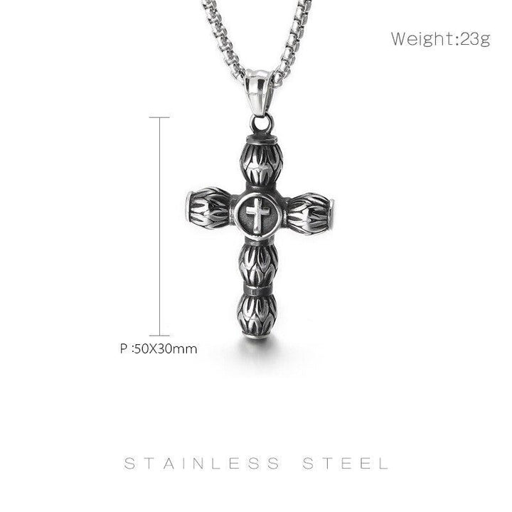KALEN Vintage Punk Cross Pendant Necklace Men Stainless Steel 304 Jewelry.