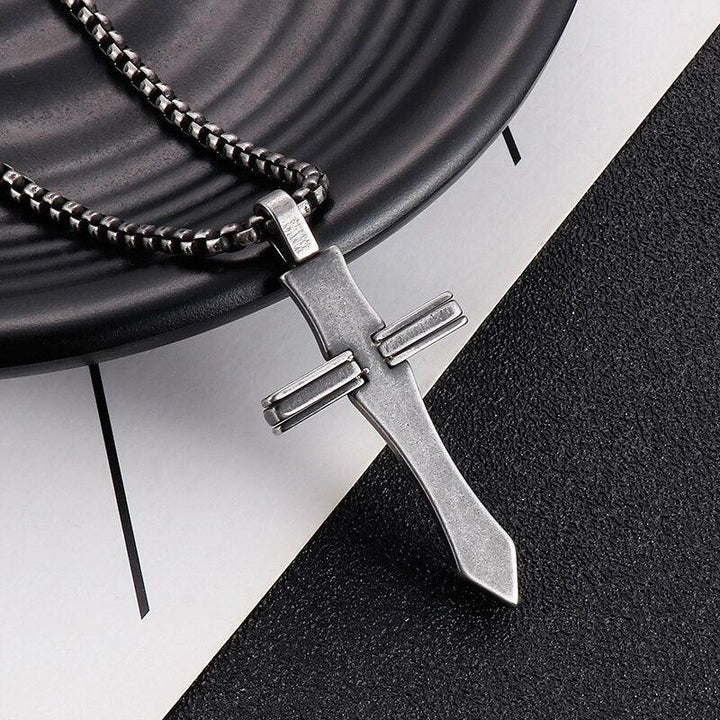 KALEN Magic Cross Pendant Necklace Men Stainless Steel Amulet Prayer Jewelry.