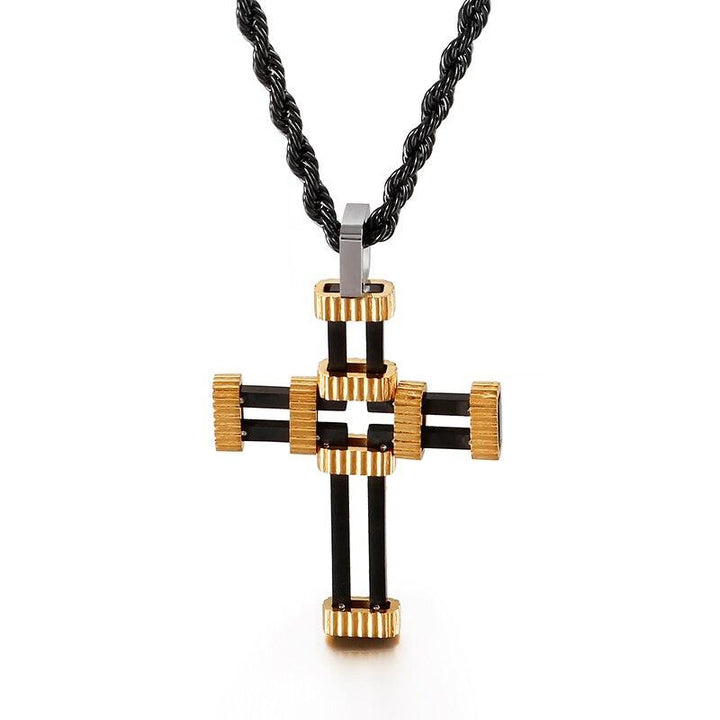 Kalen Ttwo-Color Tone Cross Screw Pendant Stainless Steel Men And Women Exquisite Necklace Jewelry.