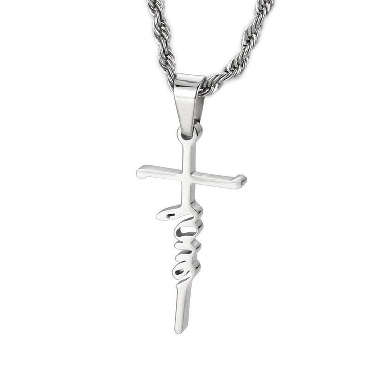 Kalen Love Cross Couple Pendant Gold Steel Color Stainless Steel Hollow Necklace Trend Jewelry.