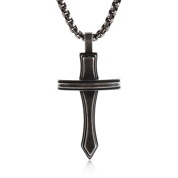 KALEN Magic Cross Pendant Necklace Men Stainless Steel Amulet Prayer Jewelry.