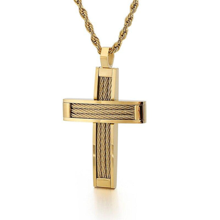 KALEN Fashion Cross Pendant Necklace For Men Prayer Stainless Steel Dubai Crux Chain Choker Christ Jewellry.