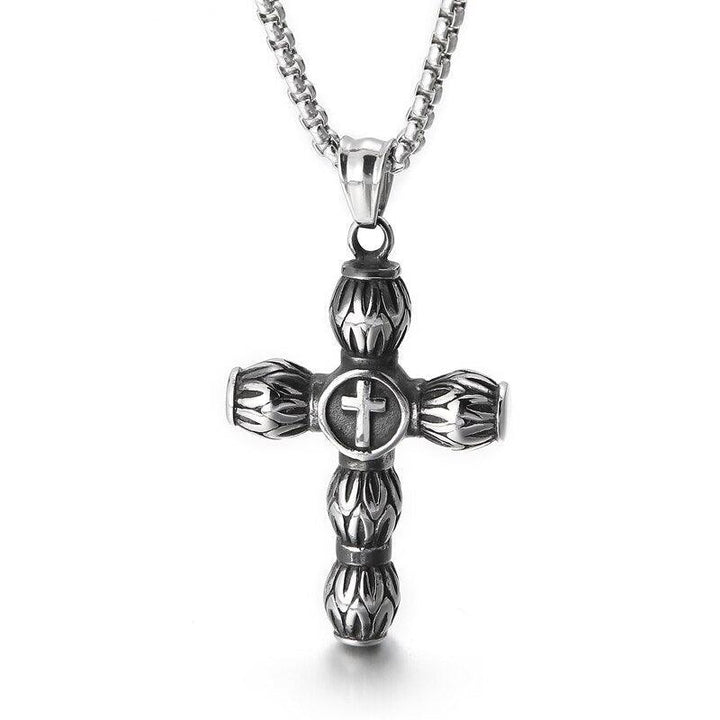 KALEN Vintage Punk Cross Pendant Necklace Men Stainless Steel 304 Jewelry.