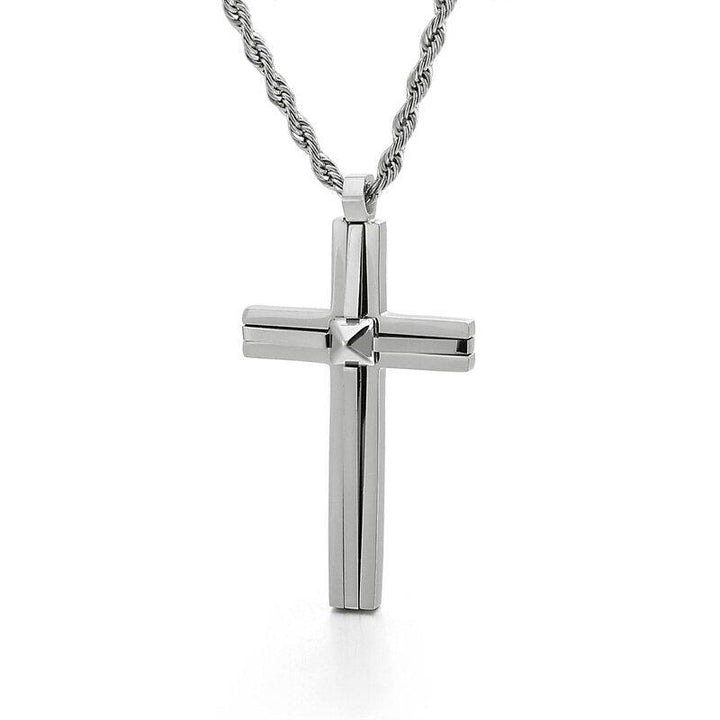 KALEN Christian Cross Pendant Necklace Men Prayer Stainless Steel Crux Chain Choker Christ Prayer Jewelry.