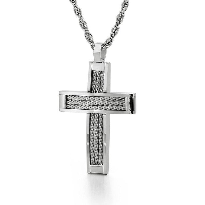 KALEN Fashion Cross Pendant Necklace For Men Prayer Stainless Steel Dubai Crux Chain Choker Christ Jewellry.