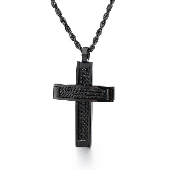 KALEN Fashion Cross Pendant Necklace For Men Prayer Stainless Steel Dubai Crux Chain Choker Christ Jewellry.