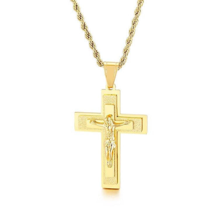 Kalen Hip Hop Cross Redemption Pendant Stainless Steel Men's Charm Necklace Jewelry.