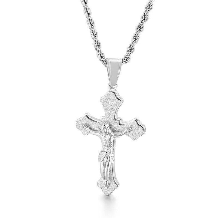 Kalen Hip Hop Cross Redemption Pendant Stainless Steel Men's Charm Necklace Jewelry.