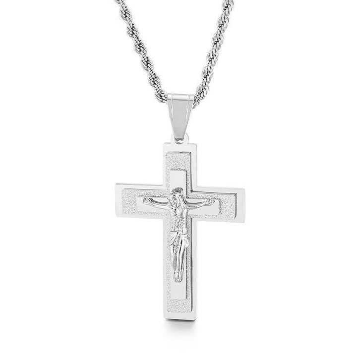 Kalen Hip Hop Cross Redemption Pendant Stainless Steel Men's Charm Necklace Jewelry.