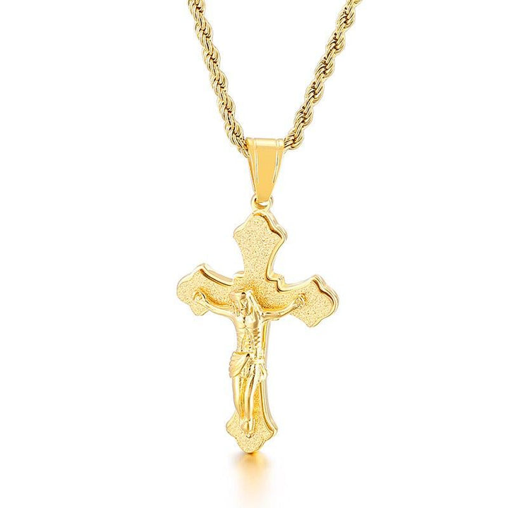 Kalen Hip Hop Cross Redemption Pendant Stainless Steel Men's Charm Necklace Jewelry.