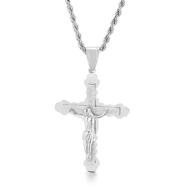 Kalen Hip Hop Cross Redemption Pendant Stainless Steel Men's Charm Necklace Jewelry.