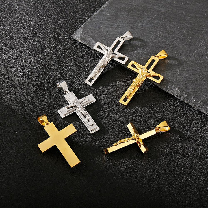 Kalen Hip Hop Cross Redemption Pendant Stainless Steel Men's Charm Necklace Jewelry.