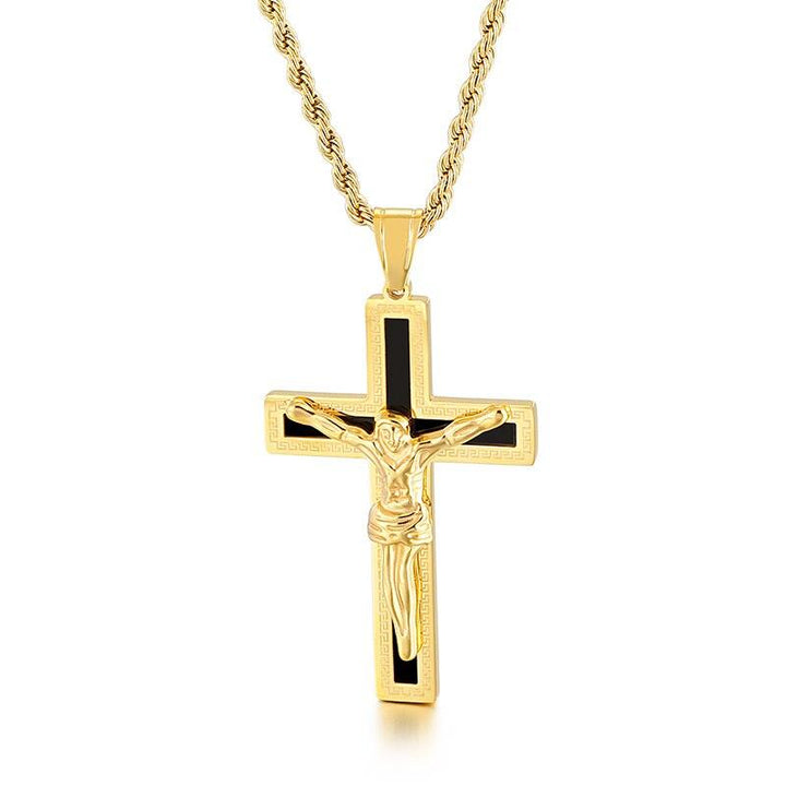 Kalen Hip Hop Cross Redemption Pendant Stainless Steel Men's Charm Necklace Jewelry.