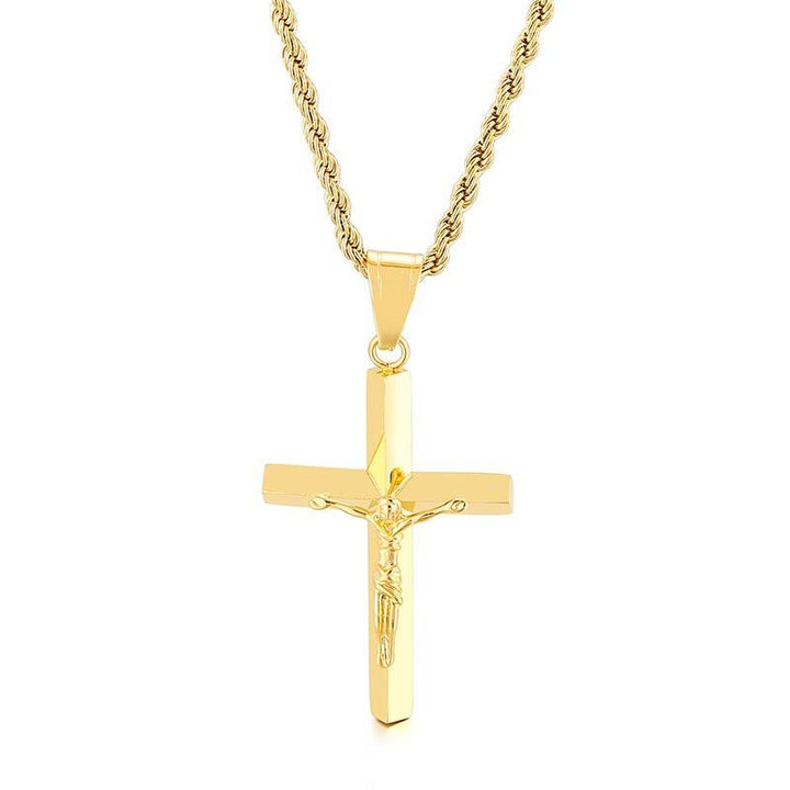 Kalen Hip Hop Cross Redemption Pendant Stainless Steel Men's Charm Necklace Jewelry.