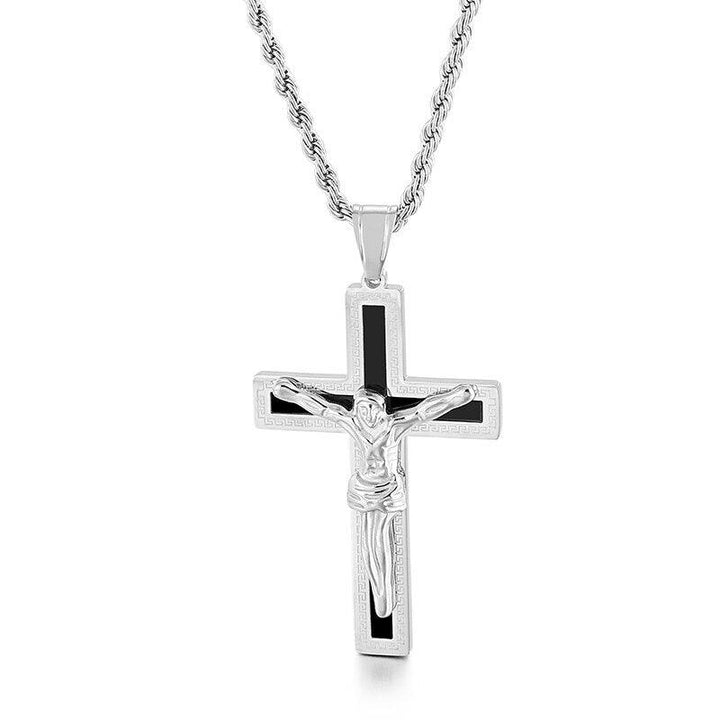 Kalen Hip Hop Cross Redemption Pendant Stainless Steel Men's Charm Necklace Jewelry.