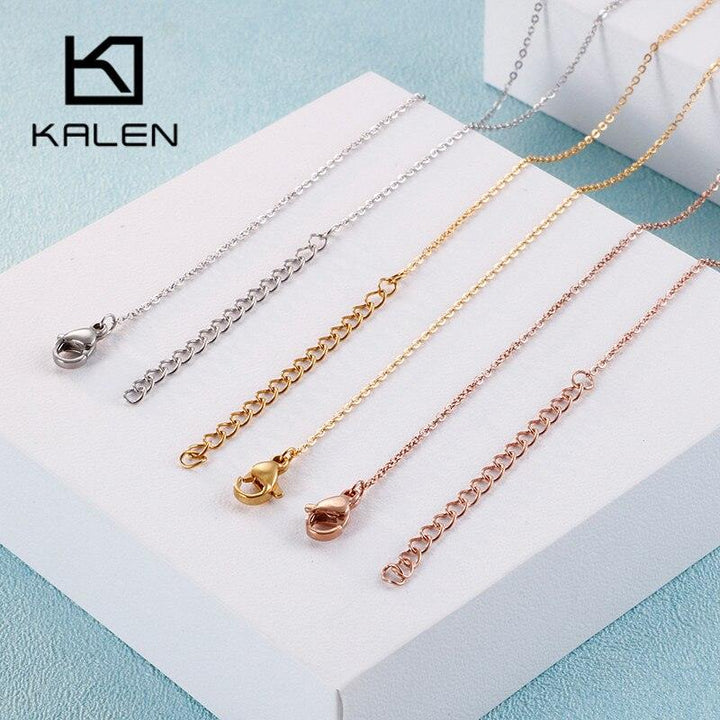 Kalen Cute Cartoon Animal Mini Dolphin Pendant Necklace For Women Tri-color Stainless Steel Zircon Chain Choker Femme Jewelry.