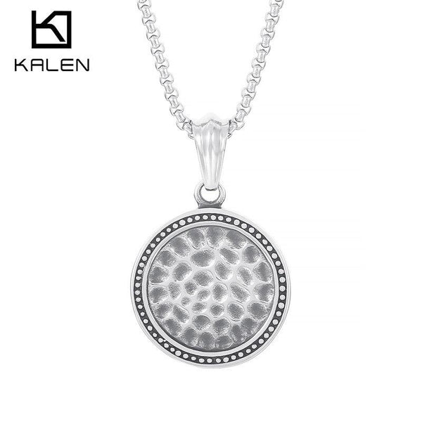 KALEN Fashionable Distressed Moon Recessed Men's Stainless Steel Necklace Pendant Single Pendant.