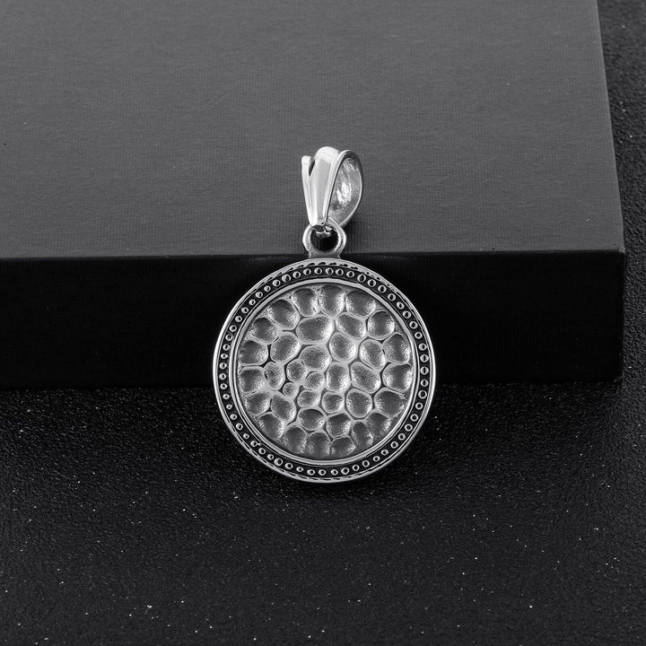 KALEN Fashionable Distressed Moon Recessed Men's Stainless Steel Necklace Pendant Single Pendant.