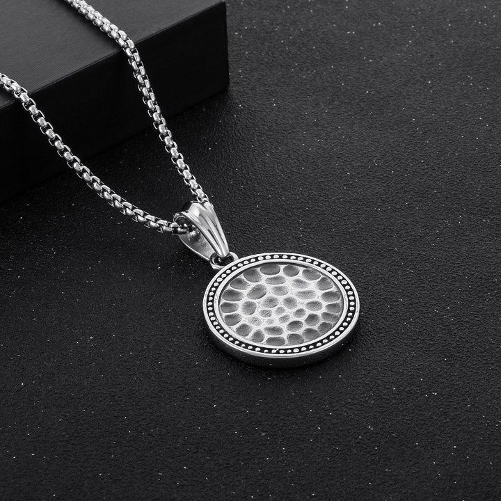 KALEN Fashionable Distressed Moon Recessed Men's Stainless Steel Necklace Pendant Single Pendant.