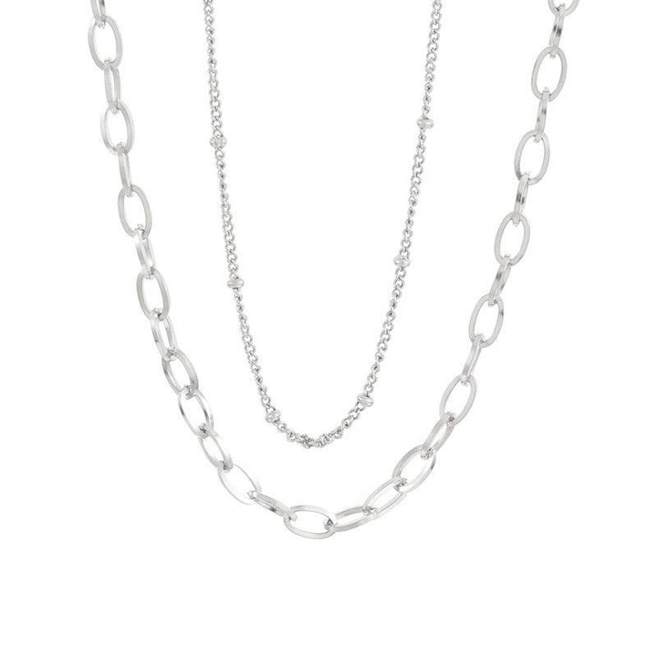 Double Layer 1.5mm O-Chain and 4mm Paperclip Chain Necklace For Women - kalen