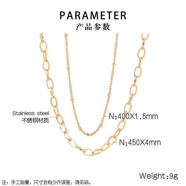 Double Layer 1.5mm O-Chain and 4mm Paperclip Chain Necklace For Women - kalen