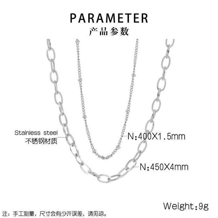 Double Layer 1.5mm O-Chain and 4mm Paperclip Chain Necklace For Women - kalen