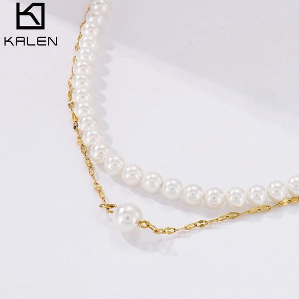 KALEN Stacking Elegant Big White Shell Pearl Beads Choker Clavicle Chain Necklace For Women Wedding Jewelry Collar 2022 New.