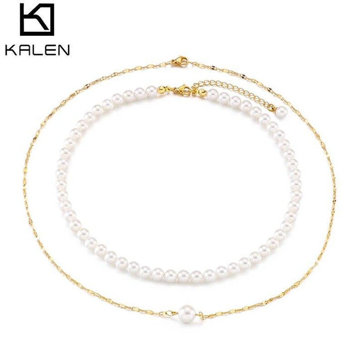 KALEN Stacking Elegant Big White Shell Pearl Beads Choker Clavicle Chain Necklace For Women Wedding Jewelry Collar 2022 New.