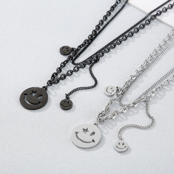 KALEN Smiley Face Necklace Women Chain Figure High Quality Pendant Necklaces Girl Jewelry Silver Black Stainless Steel Collares.