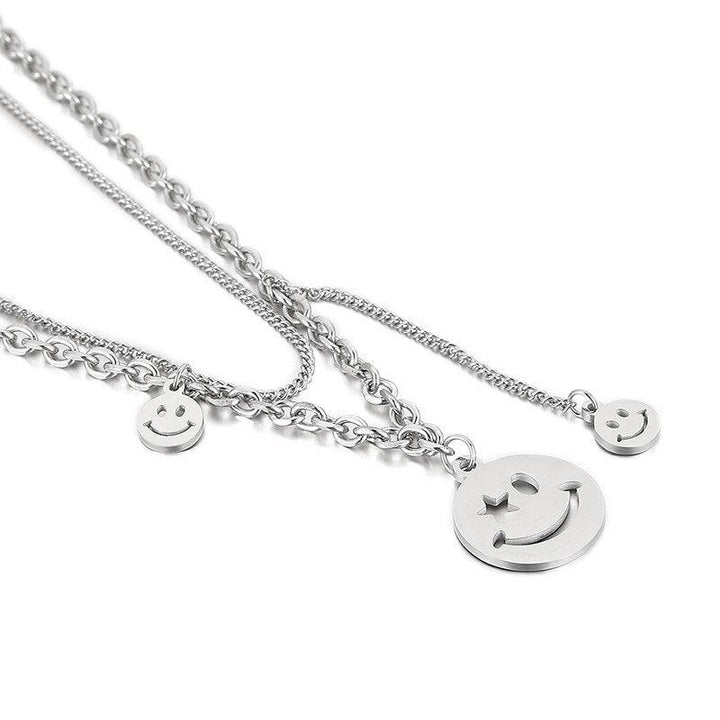 KALEN Smiley Face Necklace Women Chain Figure High Quality Pendant Necklaces Girl Jewelry Silver Black Stainless Steel Collares.