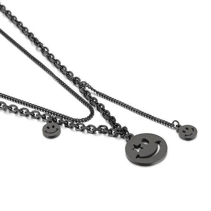 KALEN Smiley Face Necklace Women Chain Figure High Quality Pendant Necklaces Girl Jewelry Silver Black Stainless Steel Collares.