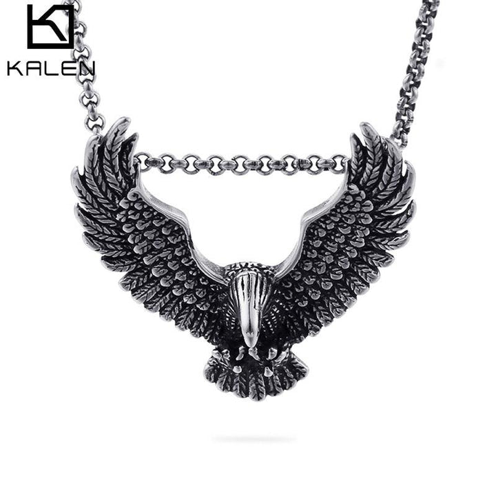 Kalen Punk Eagle Pendants For Men Necklaces 316L Stainless Steel Jewelry Accessories.