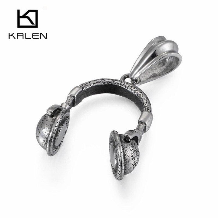 KALEN Punk Stainless Steel Earphone Pendant Necklace For Men Hip Hop Style Microphone Choker Chain Necklace Male Jewelry.