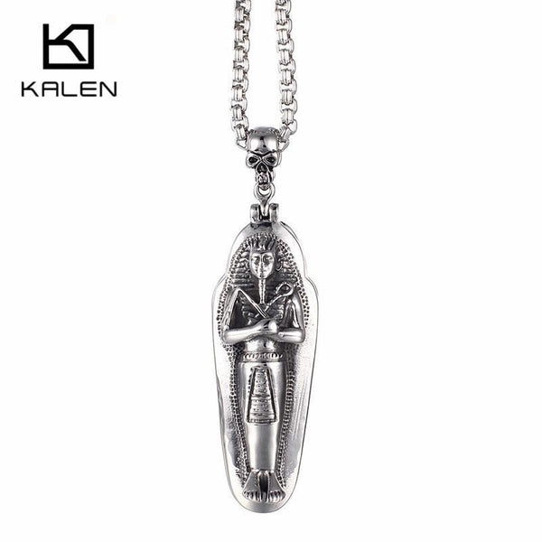 KALEN Ancient Pharaoh Pendant Necklace For Men Egyptian Mummy Chain Choker Amulet Blessing  Jewelry.