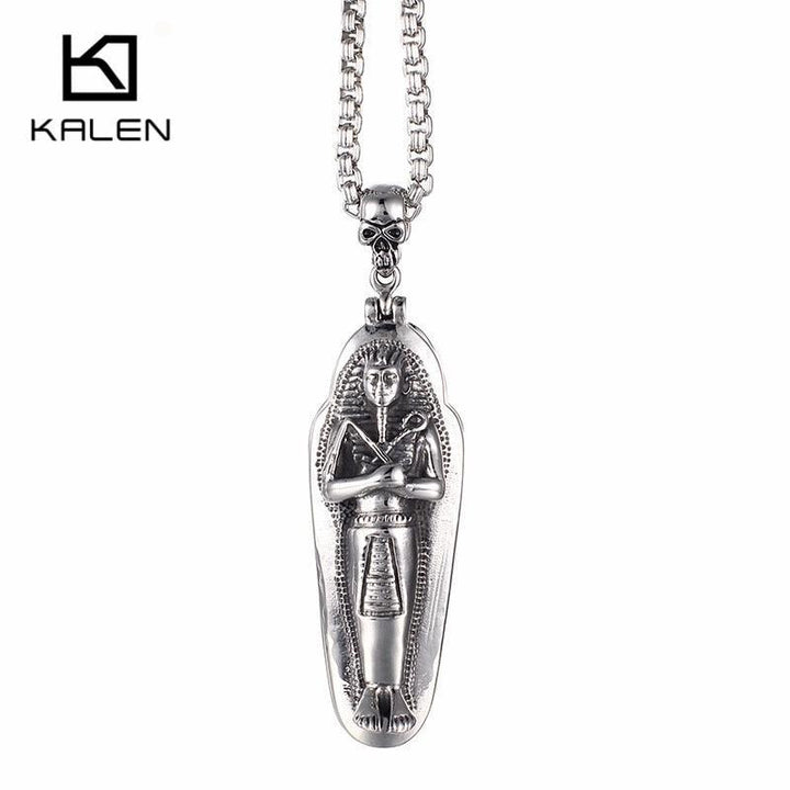 KALEN Ancient Pharaoh Pendant Necklace For Men Egyptian Mummy Chain Choker Amulet Blessing  Jewelry.