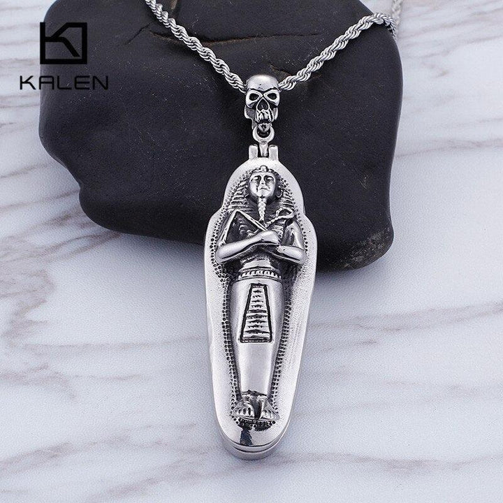 KALEN Ancient Pharaoh Pendant Necklace For Men Egyptian Mummy Chain Choker Amulet Blessing  Jewelry.