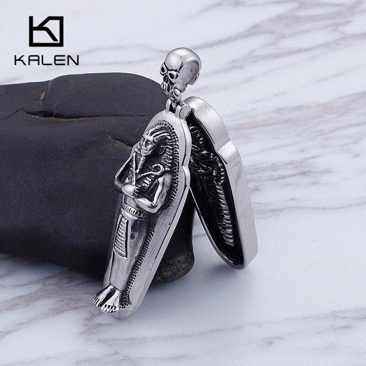 KALEN Ancient Pharaoh Pendant Necklace For Men Egyptian Mummy Chain Choker Amulet Blessing  Jewelry.