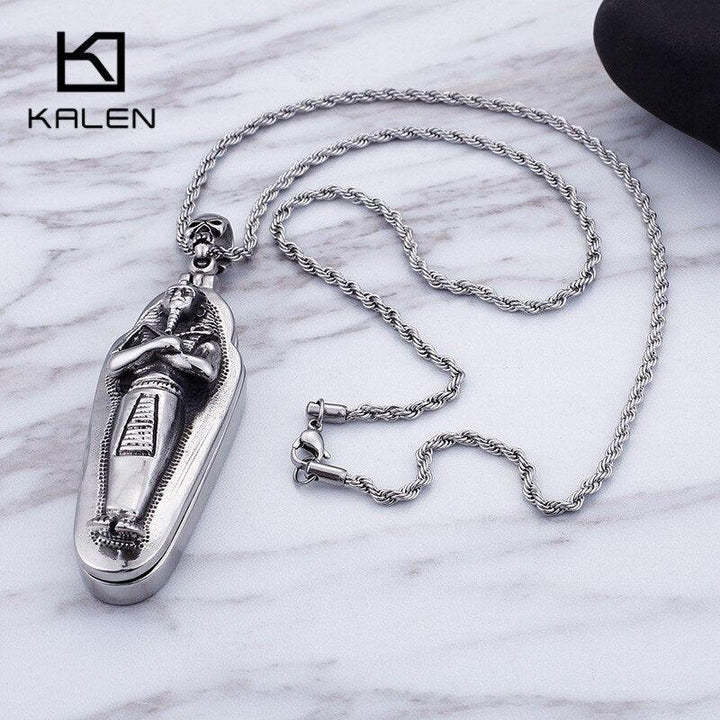 KALEN Ancient Pharaoh Pendant Necklace For Men Egyptian Mummy Chain Choker Amulet Blessing  Jewelry.